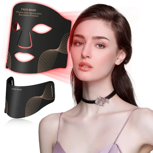 Masque LED 7 Couleurs avec Collier – Soin Anti-Âge Sans Fil pour Visage & Cou
